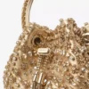 Bon Bon Gold Metallic Nappa Handbag with Crystal Embroidery