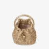 Bon Bon Gold Metallic Nappa Handbag with Crystal Embroidery