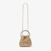 Bon Bon Gold Metallic Nappa Handbag with Crystal Embroidery