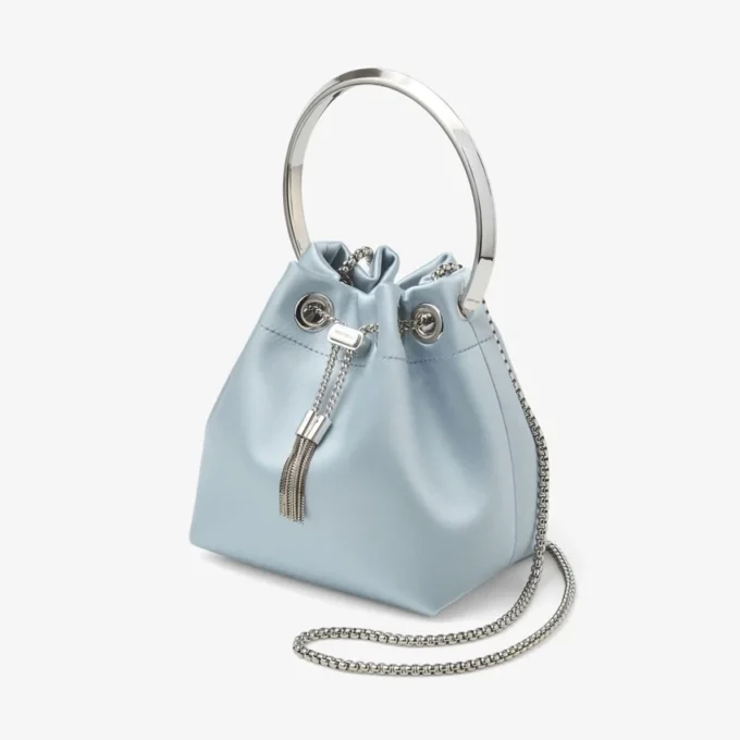 Bon Bon Ice Blue Satin Bucket Bag