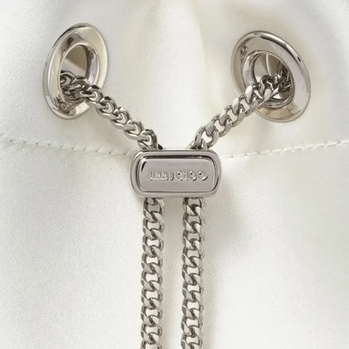 Bon Bon Ivory Satin Bag with Crystal Handle
