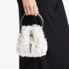 Bon Bon Ivory Satin Bucket Bag with Petal Embroidery