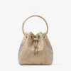 Bon Bon Light Gold Satin and Illusion Crystal Mesh Handbag