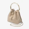 Bon Bon Light Gold Satin and Illusion Crystal Mesh Handbag