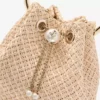 Bon Bon Natural Raffia Bag with Pearl Closure