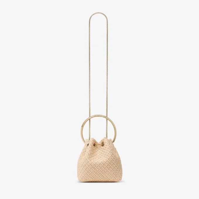 Bon Bon Natural Raffia Bag with Pearl Closure