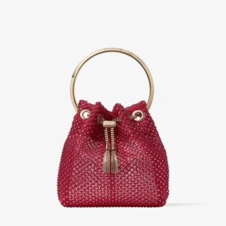 Bon Bon Red Crystal Mesh Satin Handbag