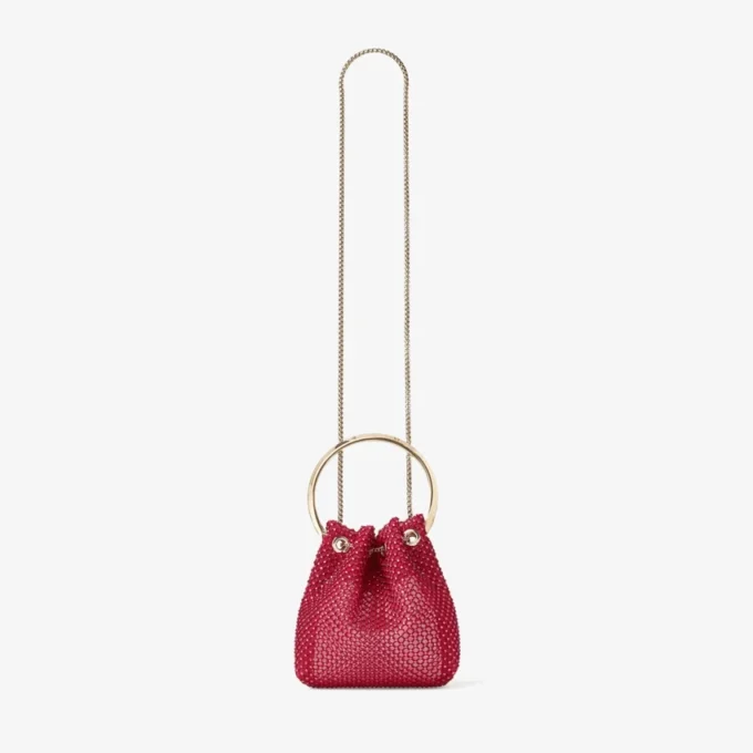 Bon Bon Red Crystal Mesh Satin Handbag