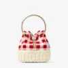 Bon Bon Ruby Red Gingham Cotton Fabric and Wicker Bucket Bag