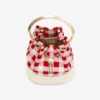 Bon Bon Ruby Red Gingham Cotton Fabric and Wicker Bucket Bag