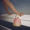 Bon Bon Ruby Red Gingham Cotton Fabric and Wicker Bucket Bag