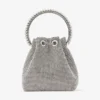 Bon Bon Silver Satin Crystal Mesh Bag with Crystal Handle