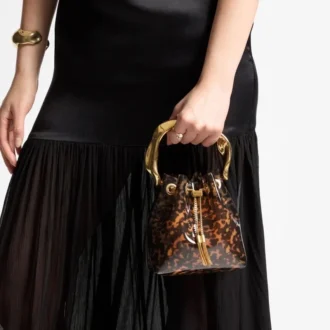 Bon Bon Transparent Tortoisehell Bucket Bag with Sculpted Handle