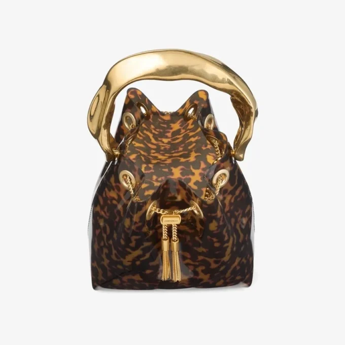 Bon Bon Transparent Tortoisehell Bucket Bag with Sculpted Handle