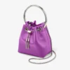 Bon Bon Violet Orchid Satin Handbag with Metal Bracelet