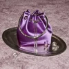 Bon Bon Violet Orchid Satin Handbag with Metal Bracelet