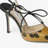 Bow Spotted Elaphe-Printed Leather Sandal with Knot Detail