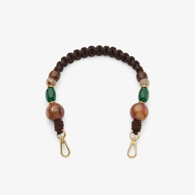Braided Strap Brown Multi Braided Rope Strap with Beads