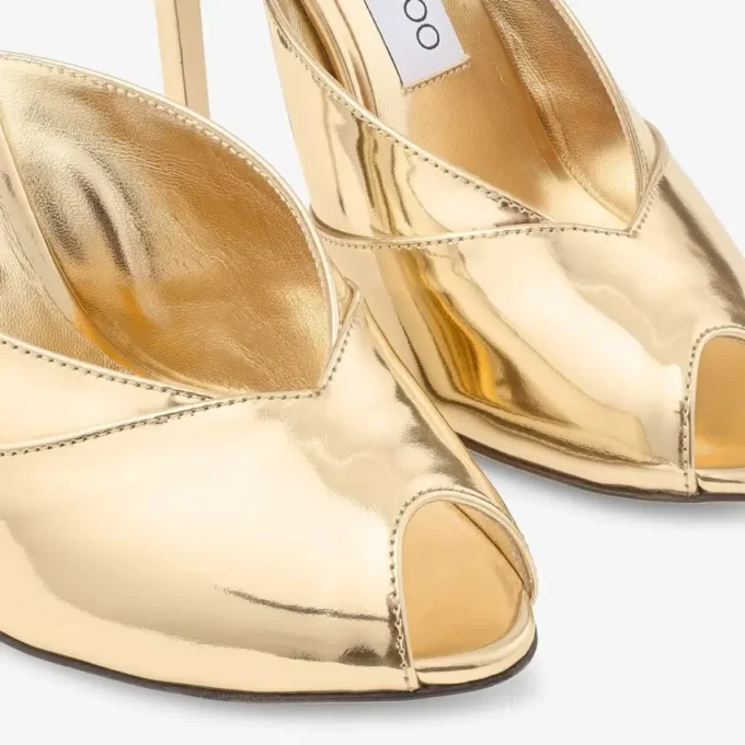 Brigitte Mule 100 Gold Liquid Metal Leather Mules