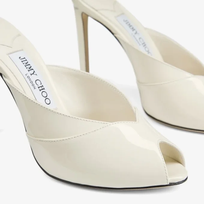 Brigitte Mule 100 Latte Patent Leather Mules