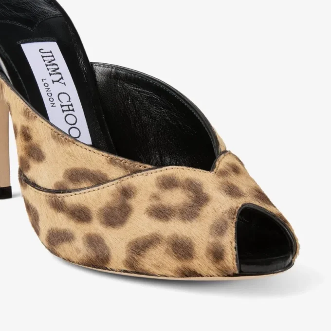 Brigitte Mule 100 Natural Leopard Print Pony Mules
