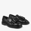 Buff Fringe Loafer Black Box Calf Leather Loafers