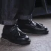 Buff Fringe Loafer Black Box Calf Leather Loafers