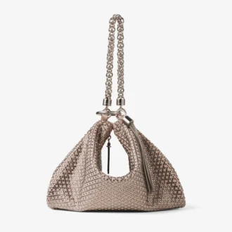 Callie Ballet Pink Suede Clutch Bag with Diamond Motif and Crystal Hotfix