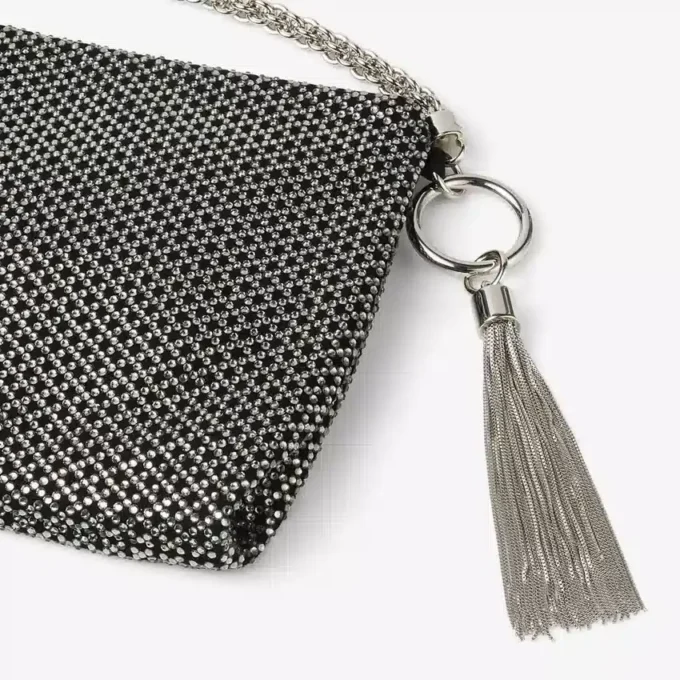 Callie Black Diamond Motif Crystal Hotfix on Suede Clutch Bag