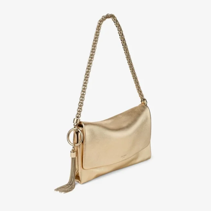 Callie Flap Gold Metallic Leather Shoulder Bag