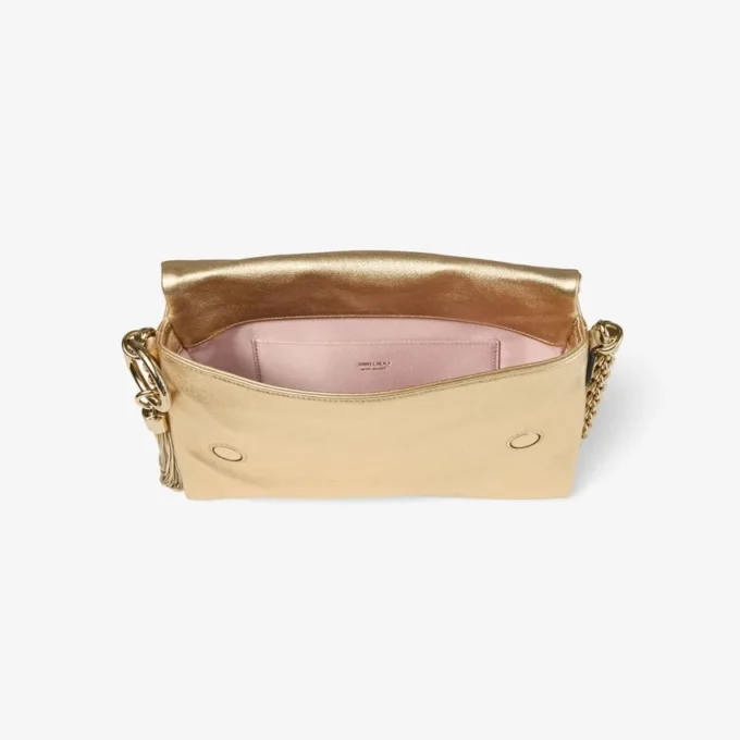 Callie Flap Gold Metallic Leather Shoulder Bag