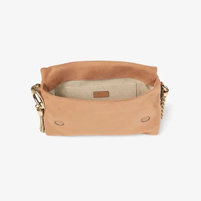 Callie Flap Toffee Suede Shoulder Bag