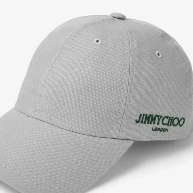 Cap 85 Grey and British Green Cotton Baseball Cap with Jimmy Choo Logo