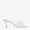 Cary Mule 70 Ivory Satin Mule Sandal with Pearl Embellishments