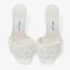Cary Mule 70 Ivory Satin Mule Sandal with Pearl Embellishments