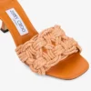 Chara 70 Sunset Orange Crochet Raffia and Nappa Leather Mule Sandals