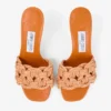 Chara 70 Sunset Orange Crochet Raffia and Nappa Leather Mule Sandals