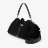 Cinch Medium Black Knitted Wool Shoulder Bag