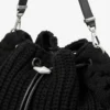 Cinch Medium Black Knitted Wool Shoulder Bag