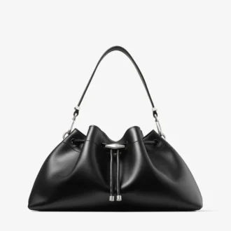 Cinch Medium Black Leather Shoulder Bag
