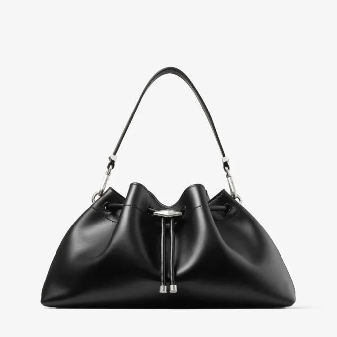 Cinch Medium Black Leather Shoulder Bag