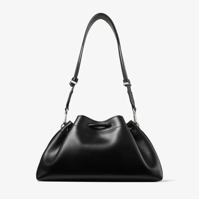 Cinch Medium Black Leather Shoulder Bag