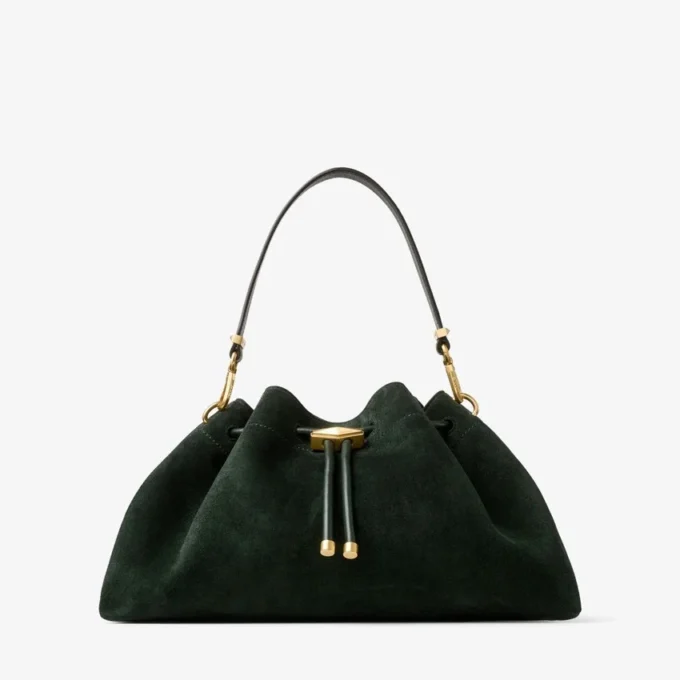 Cinch Medium British Green Suede Shoulder Bag