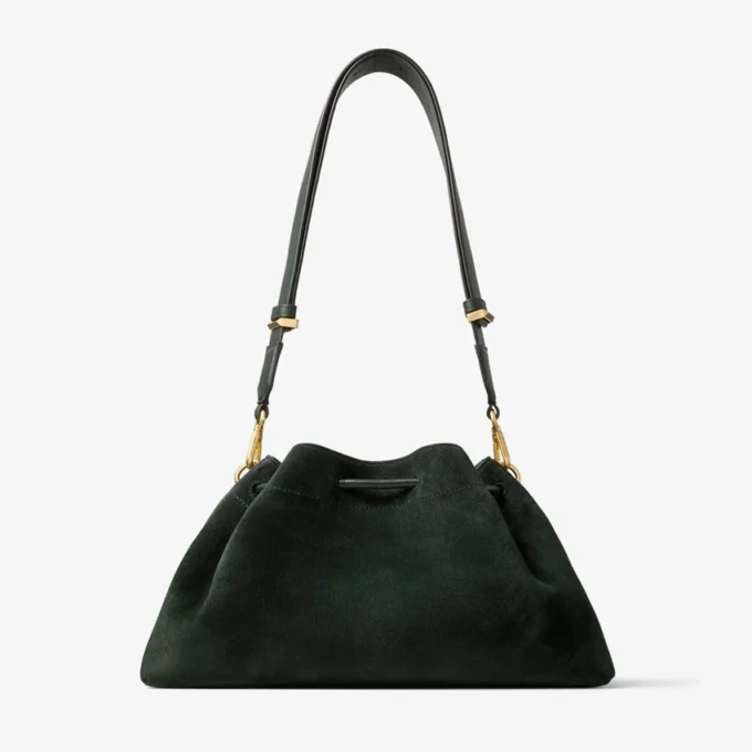Cinch Medium British Green Suede Shoulder Bag