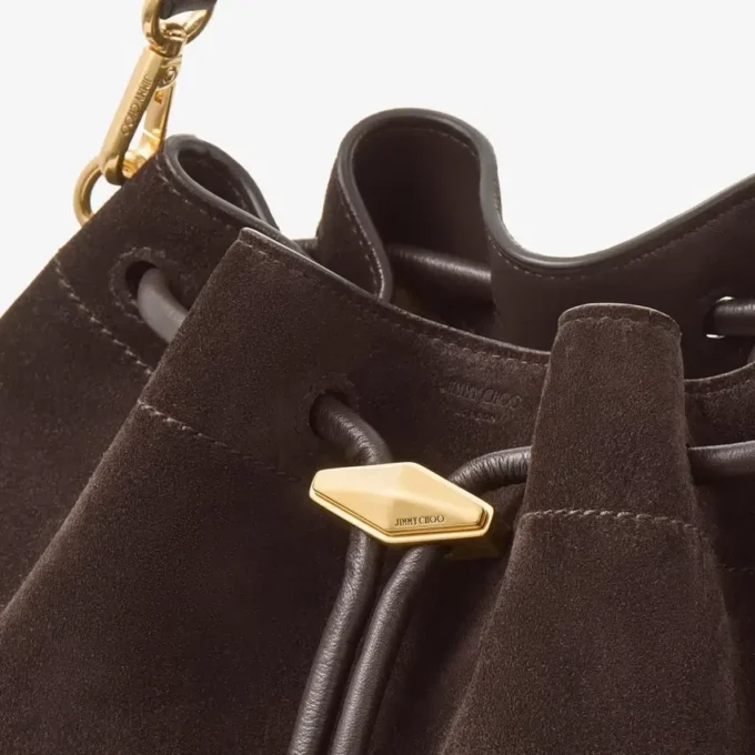 Cinch Medium Coffee Suede Shoulder Bag