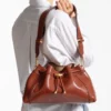 Cinch Medium Cognac Elaphe Printed Leather Shoulder Bag with Biker Leather Whipstitching