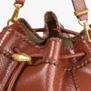 Cinch Medium Cognac Elaphe Printed Leather Shoulder Bag with Biker Leather Whipstitching