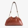 Cinch Medium Cognac Elaphe Printed Leather Shoulder Bag with Biker Leather Whipstitching