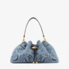 Cinch Medium Denim Shoulder Bag with Sangallo Embroidery