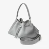 Cinch Medium Dove Suede Denim and Smooth Calf Leather Shoulder Bag